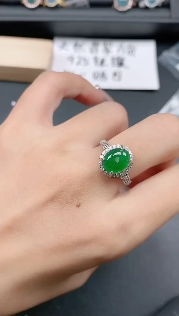 银S925镶嵌戒指翡翠11111