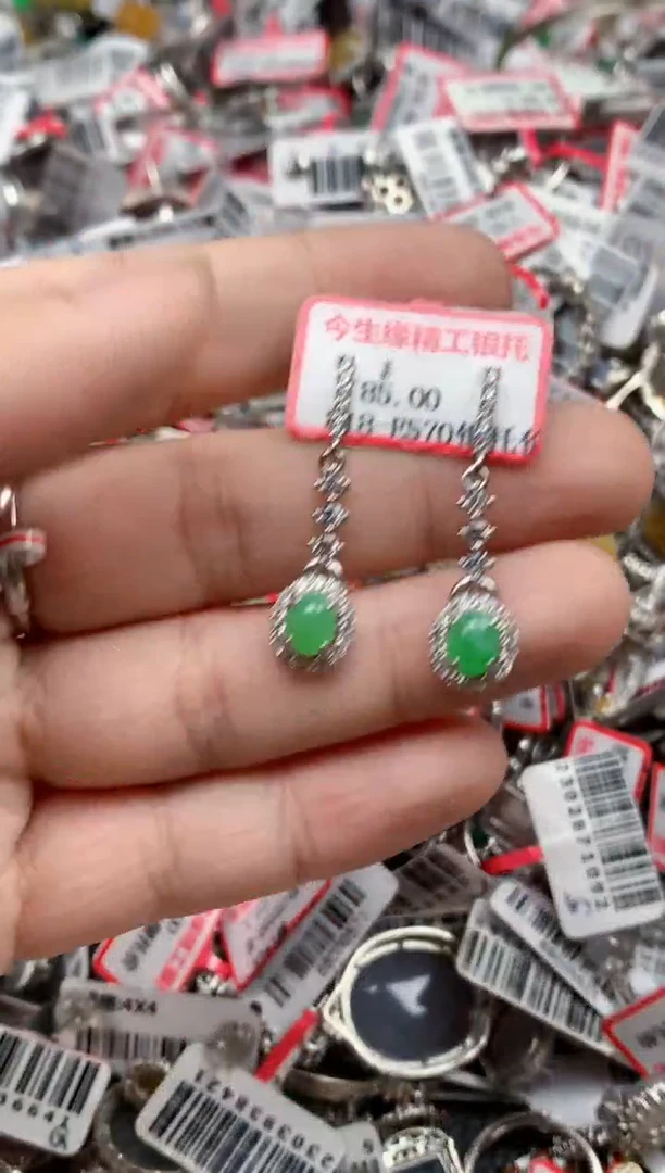 银S925镶嵌戒指翡翠天然A货缅甸翡翠