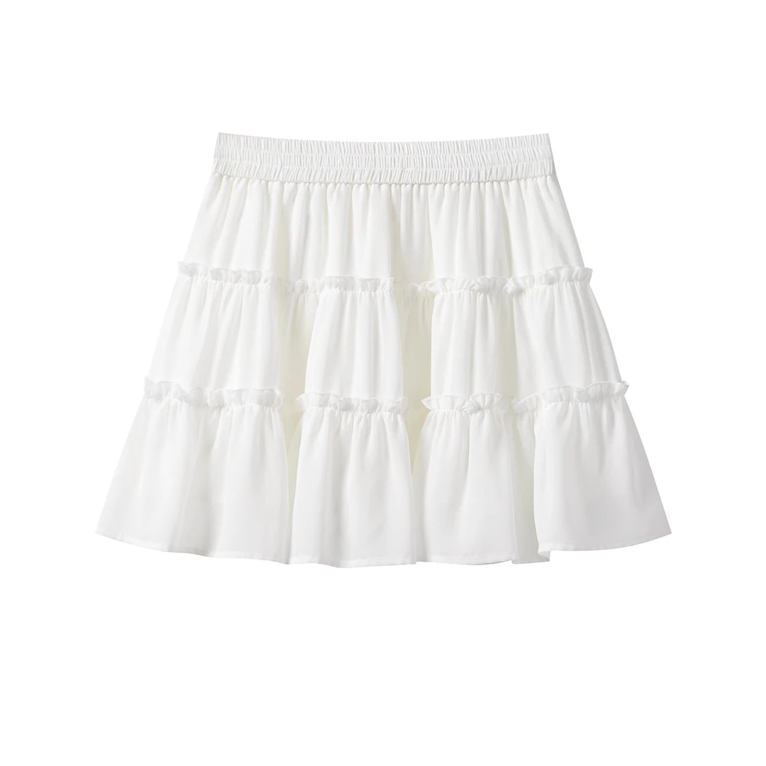 羊城故事-浅蓝色高腰蛋糕半身裙新款甜美减龄百搭短裙Y50650823