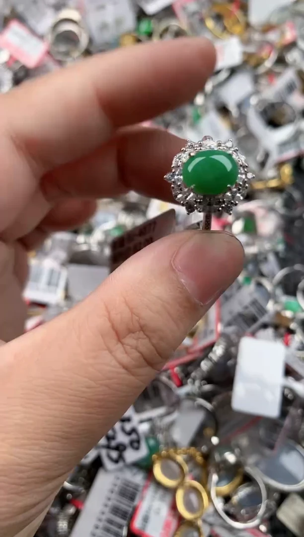 银S925镶嵌戒指翡翠13    4