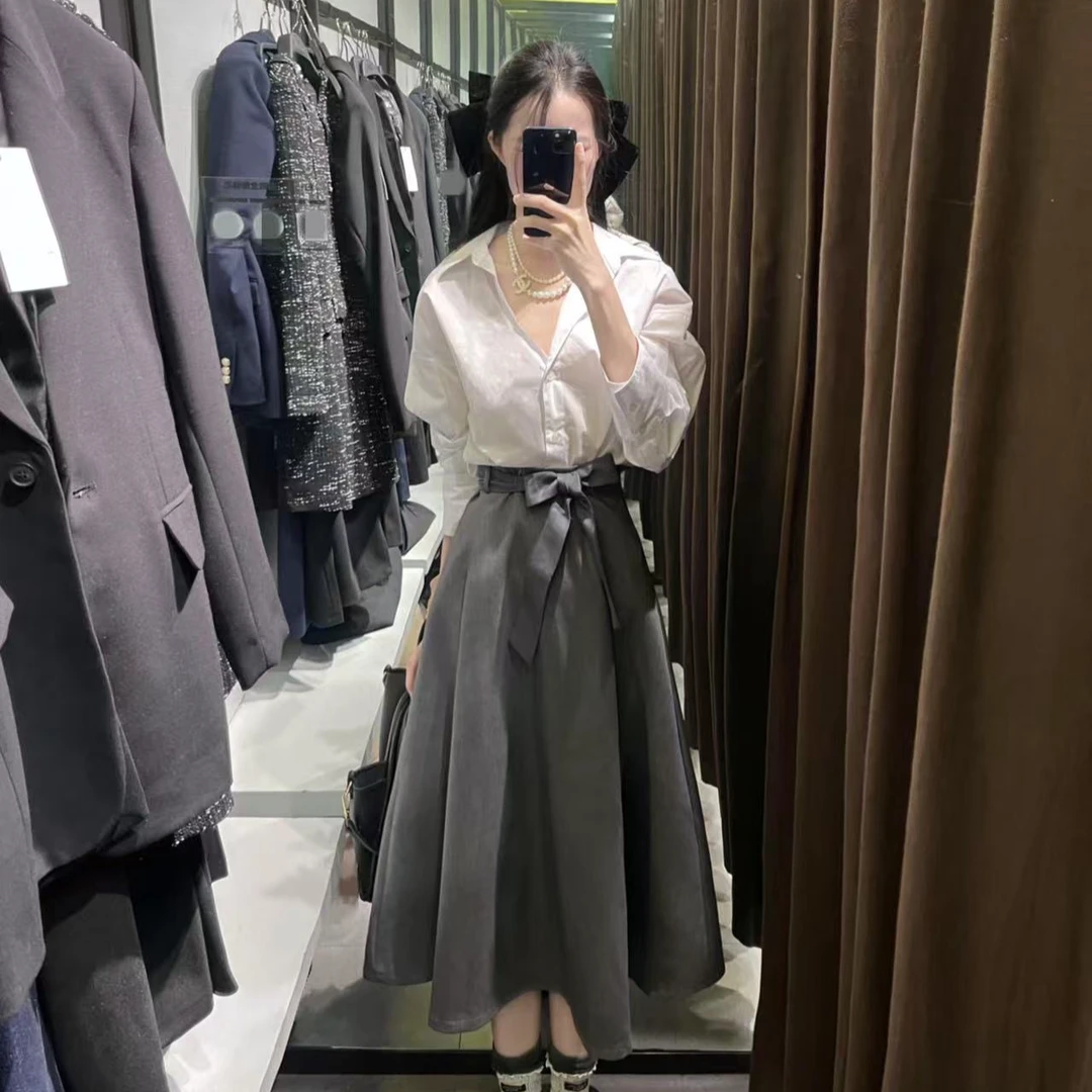 春装穿搭一整套设计感小众御姐气质小香风职业衬衫裙子两件套装女