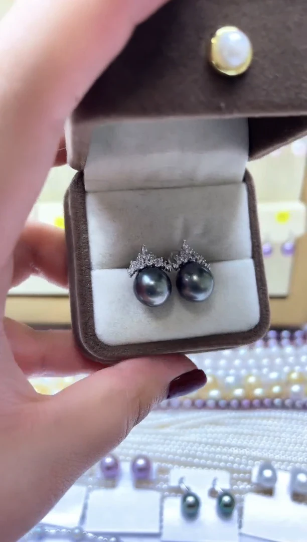 【闪购商品】海水珍珠耳钉银S925镶嵌大溪地耳钉