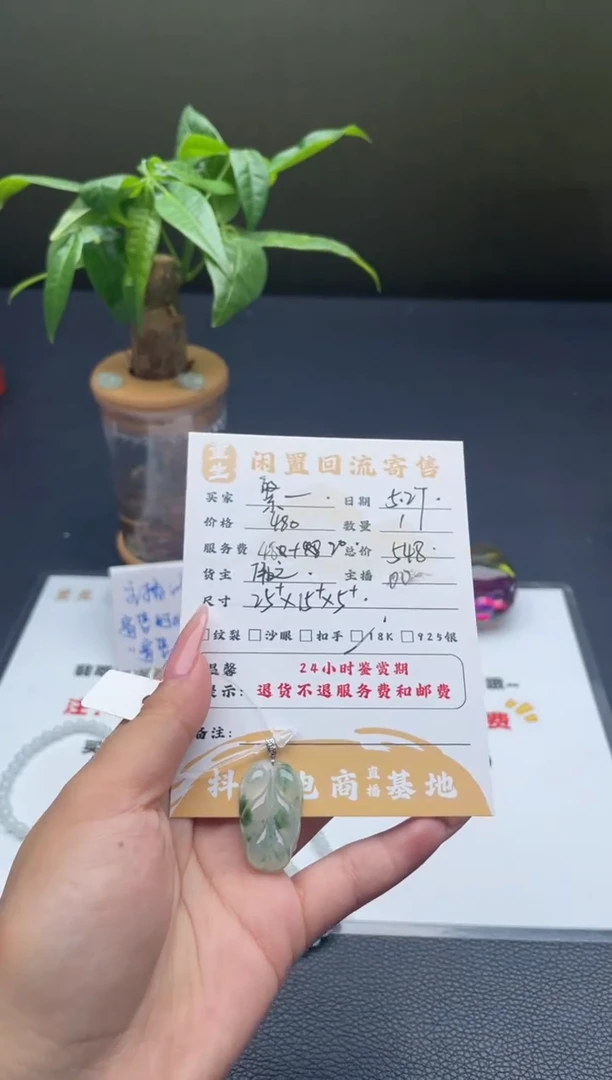翡翠18K金镶嵌颈饰吊坠