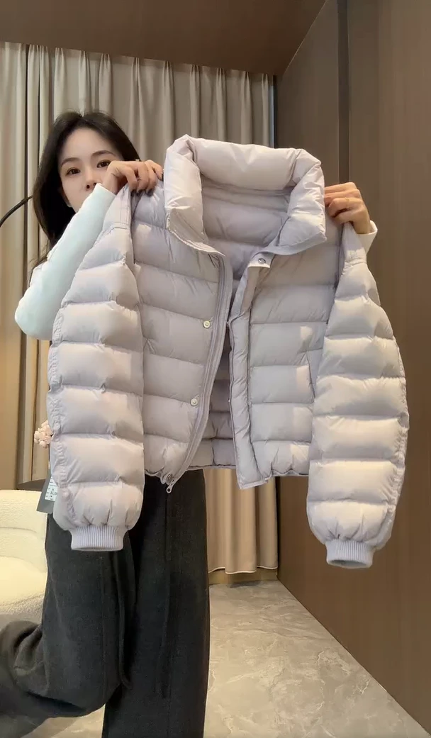 2025秋冬新款韩版糖果色小翻领短款女宽松休闲外套时尚保暖上衣