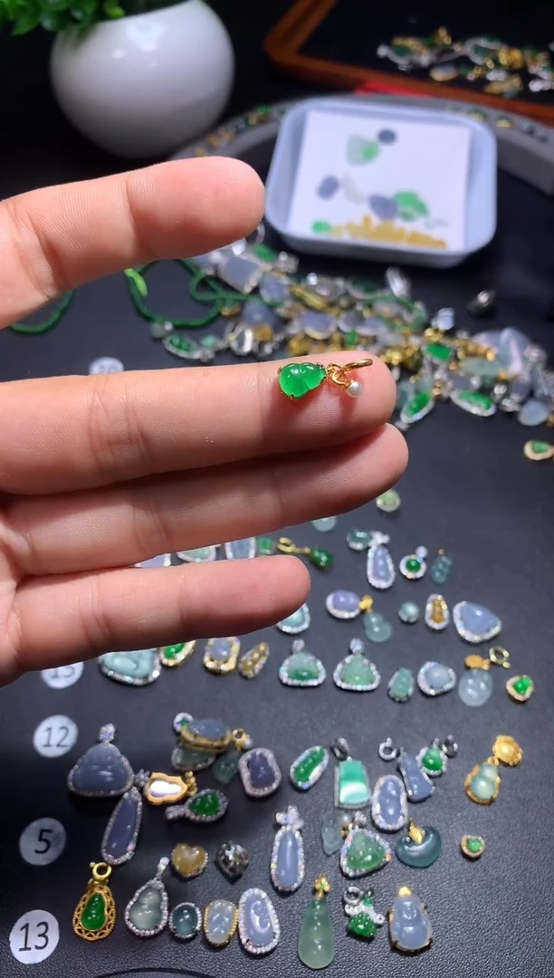 吊坠(不含链)银S925镶嵌翡翠1