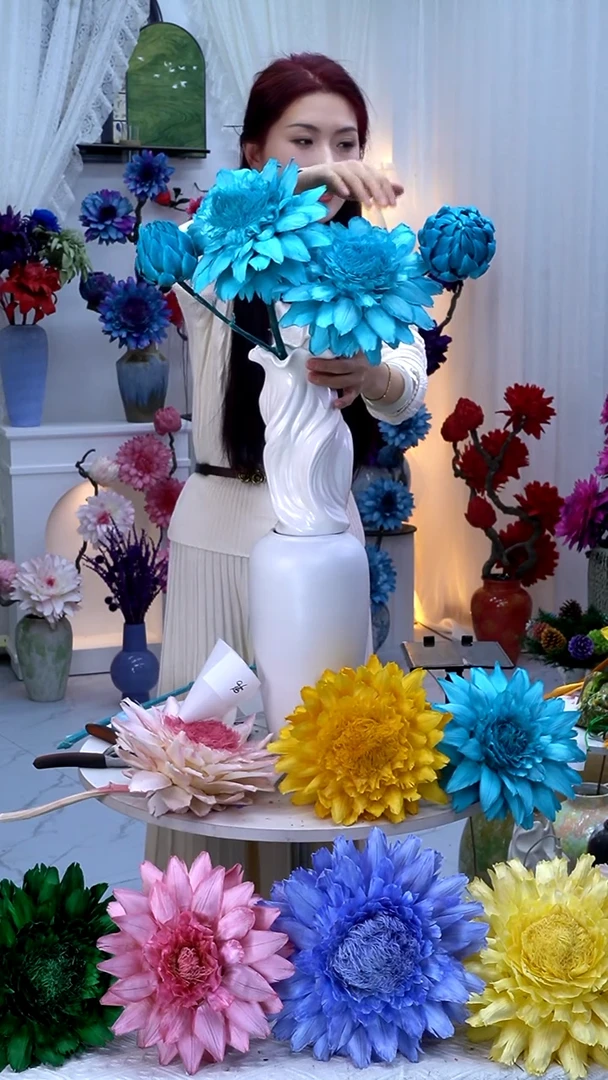 永生洋蓟蓝色4头【吸色不均】9606