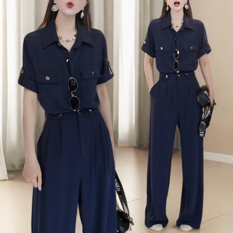 2025年夏季新款帅气双口袋排扣前开扣连体裤百搭女士显瘦小众潮流