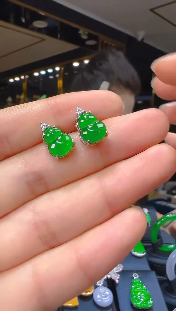 翡翠银S925镶嵌耳饰043（多样性发其一）