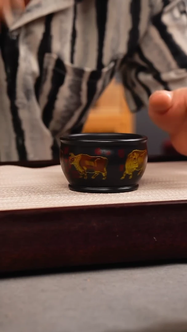 茶壶紫砂原矿石黄 五牛杯