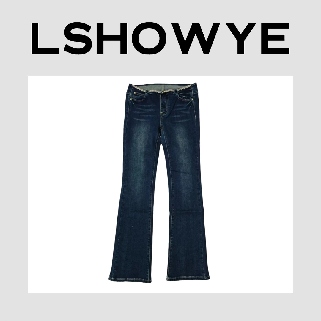 LSHOWYE｜低腰带钻微喇牛仔裤m6131