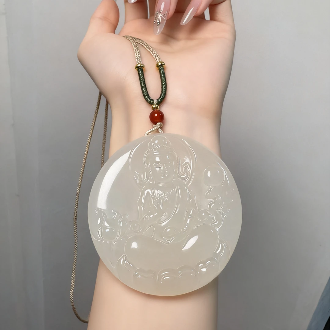c1青海白冰透大正装佛公吊坠