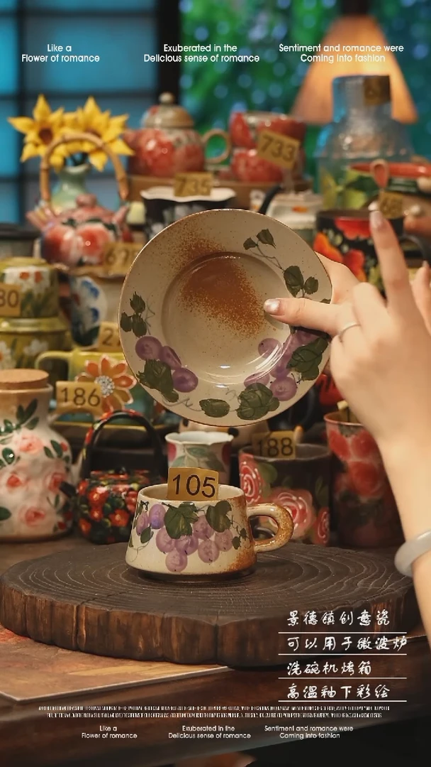 陶瓷105景德镇高温釉下彩手工手绘款式
