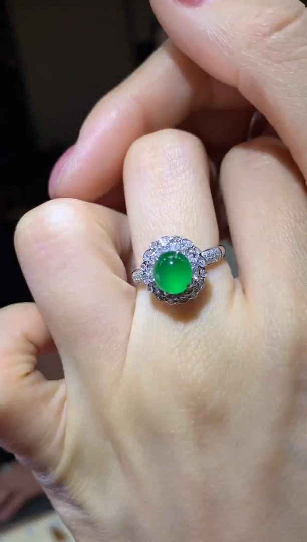 18K金镶嵌戒指翡翠|不退不换