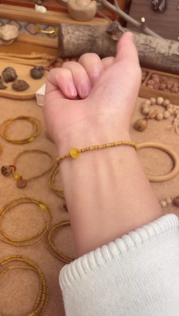 竹节手串一物一加黄水晶配饰单圈