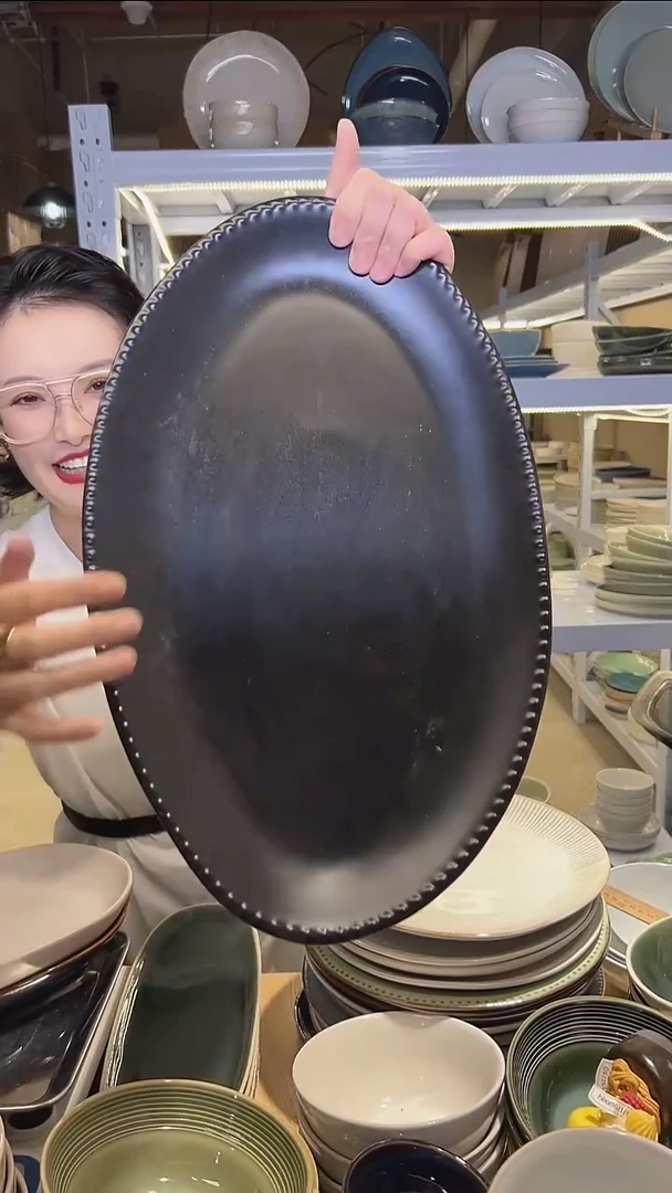 瓷189（八寸盘）外贸尾货高温釉下彩陶瓷餐具默认微瑕