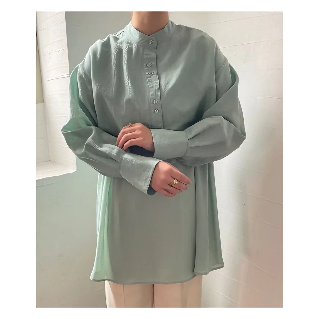 【强哥外贸】  宽松 L 薄款拼接系带下摆设计感休闲衬衫