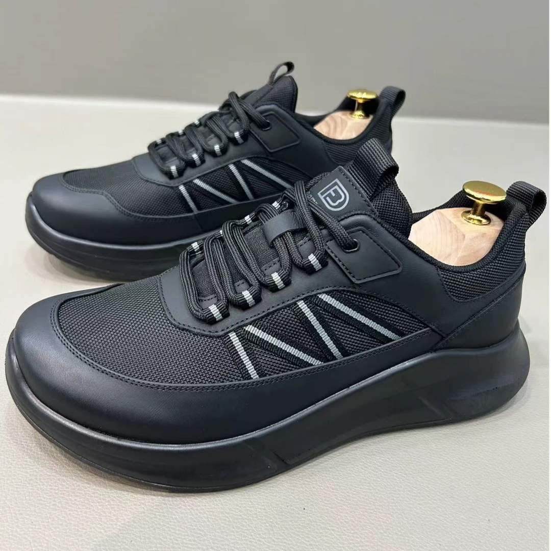 男士厚底运动鞋2025春秋新款户外网面徒步鞋男缓震登山鞋潮鞋