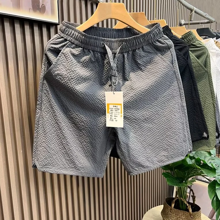 清仓捡漏泡泡纱时尚短裤男夏季速干沙滩裤冰丝休闲潮流裤宽松裤子