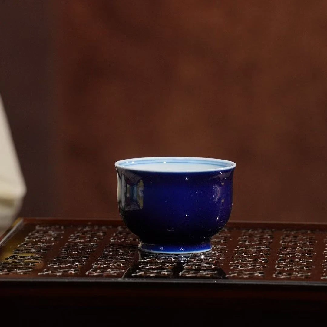 翎溪堂丨霁蓝竹子杯50ml景德镇陶瓷