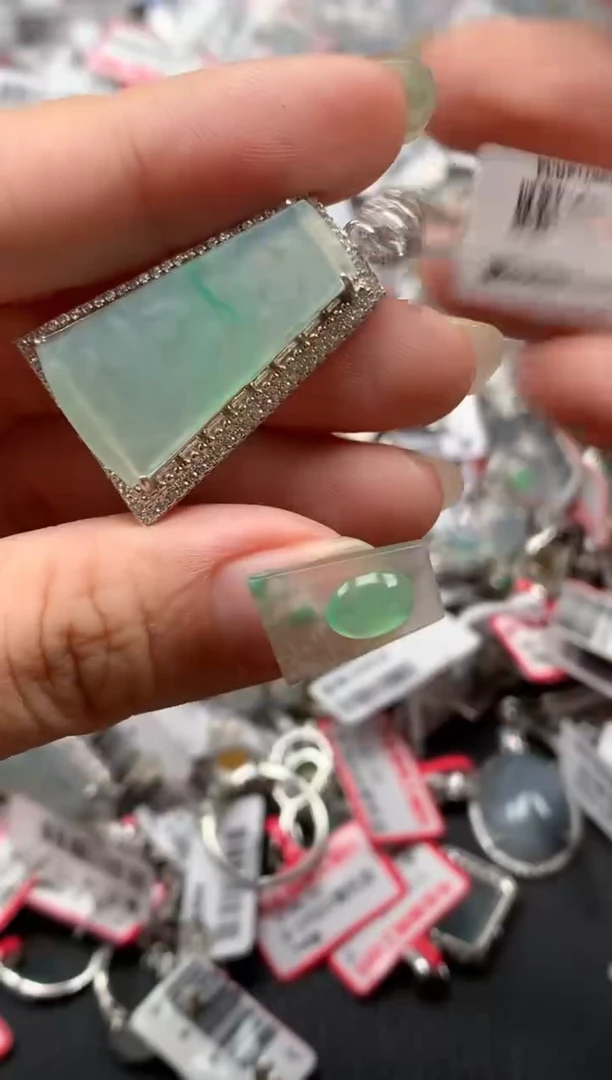 银S925镶嵌戒指翡翠天然A货缅甸翡翠