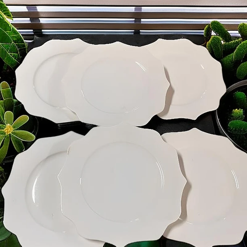 【微瑕8.5英寸异形平盘5个】新骨瓷纯白餐具家用商用工厂价