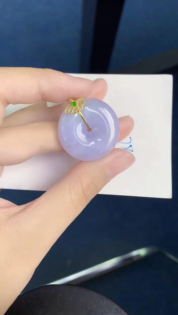 翡翠18K金镶嵌颈饰天然翡翠缅甸A货