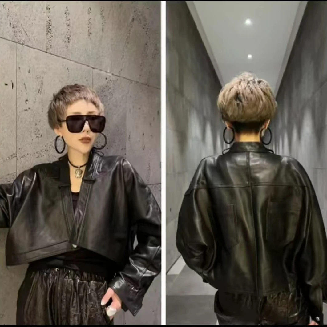 【岩哥推荐】25170 好帅短款后背双兜皮衣X065