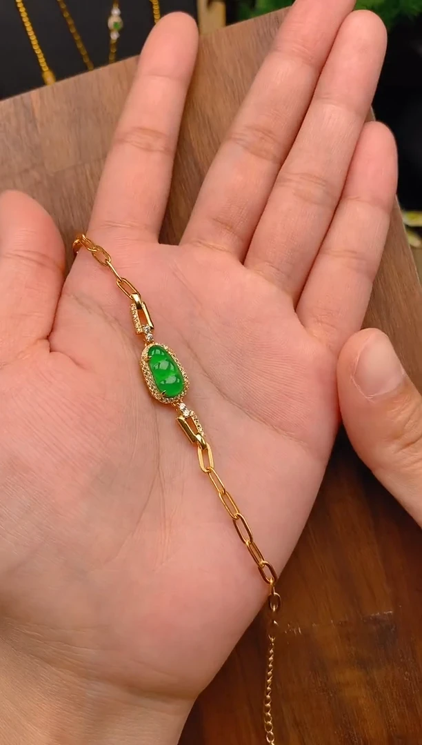 【闪购商品】翡翠手链银S925镶嵌豆子手链