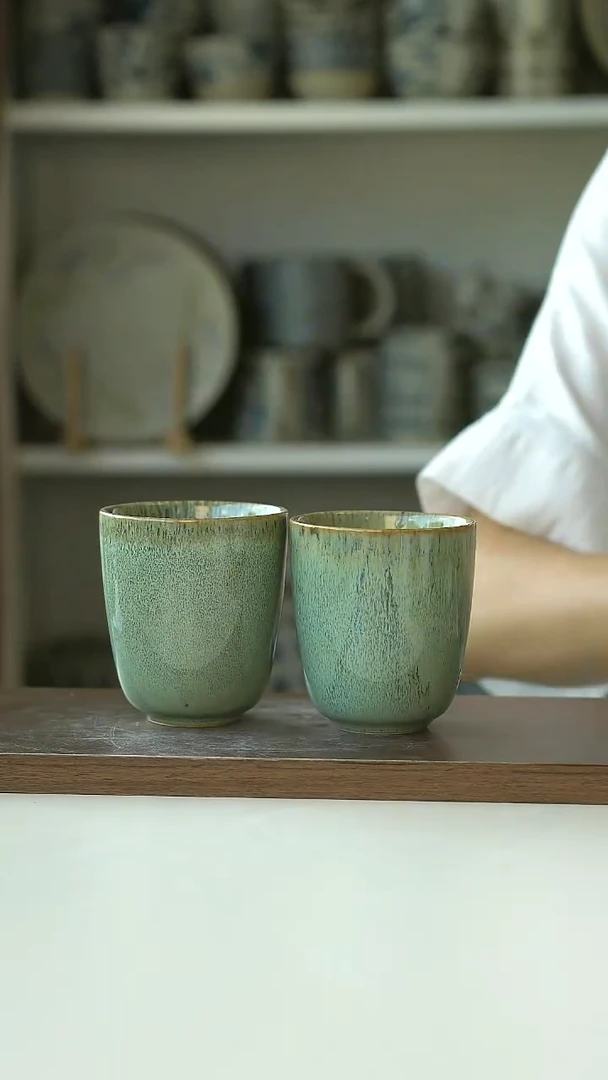 微瑕窑变千山翠手握杯200ml@7-7@