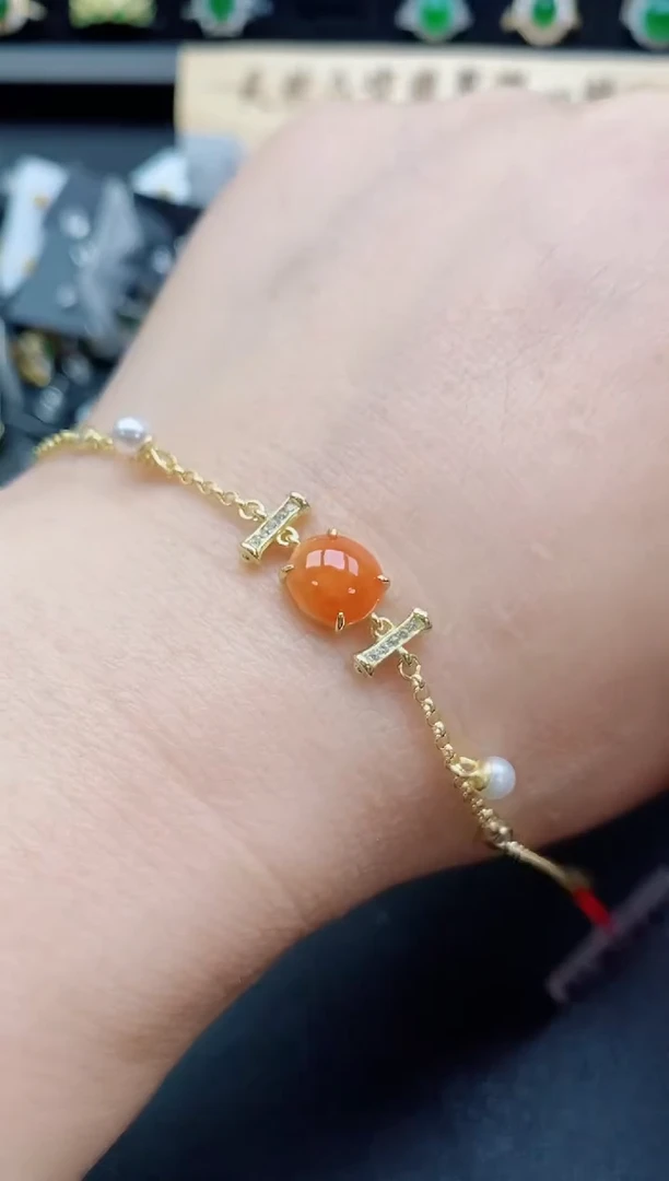 银S925镶嵌手链翡翠580