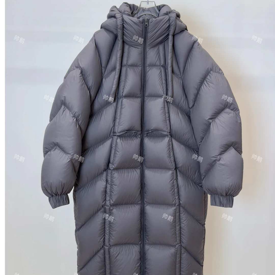 帅鹅韩版宽松潮流连帽百搭休闲加厚长款过膝鹅绒服-465325