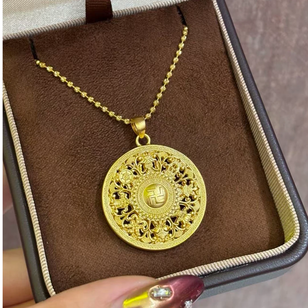 【伟新源】足金999 古法工艺 八宝罗盘（点击选择大小）不含链