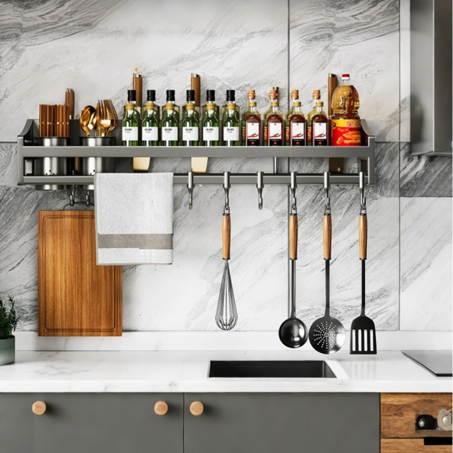 刀架免打孔厨房多功能置物架筷筒调料架刀具家用厨具壁挂式置物架