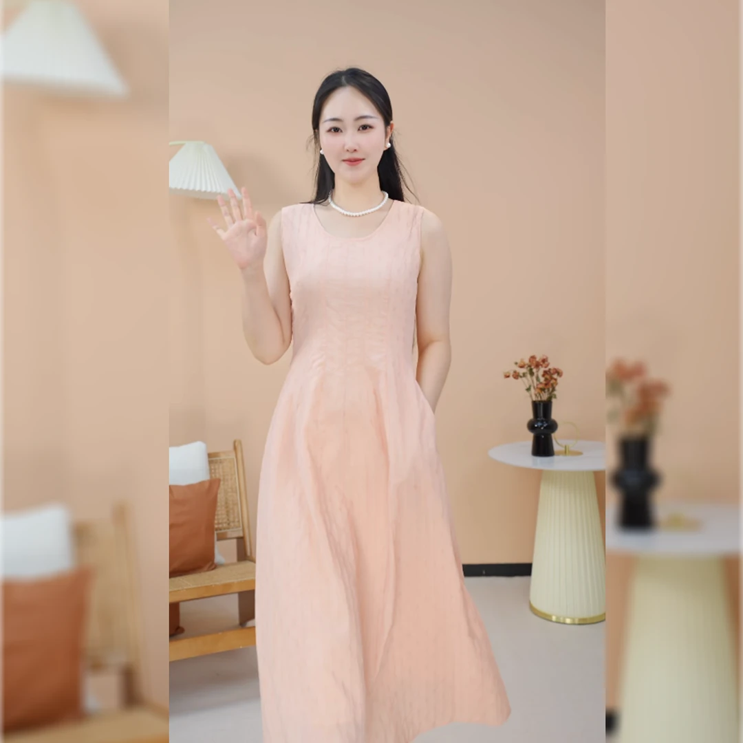 Jesbel法式气质提花连衣裙2025新款无袖收腰裙子初恋风D2529688