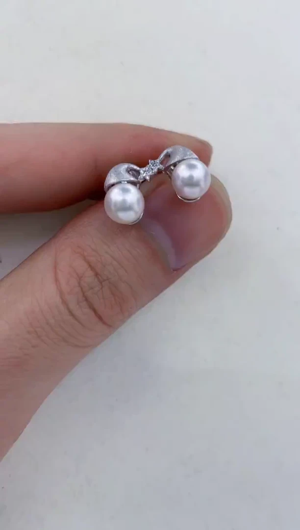 银S925镶嵌耳饰海水珍珠