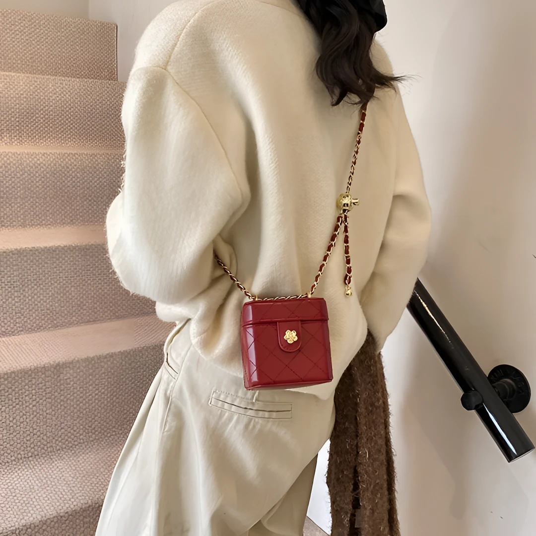 迷你小香风盒子包包女2024新款小巧转运金珠链条包单肩斜挎小方包