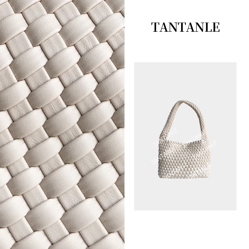 高定时尚菱格单肩斜跨手提休闲百搭简约女包（B米白编织）