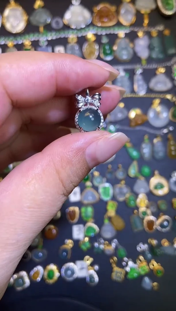 翡翠银S925镶嵌吊坠(不含链)1