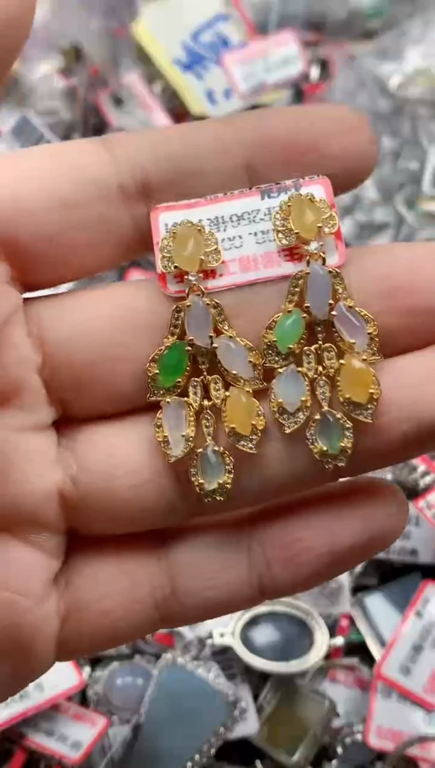 银S925镶嵌戒指翡翠天然A货缅甸翡翠