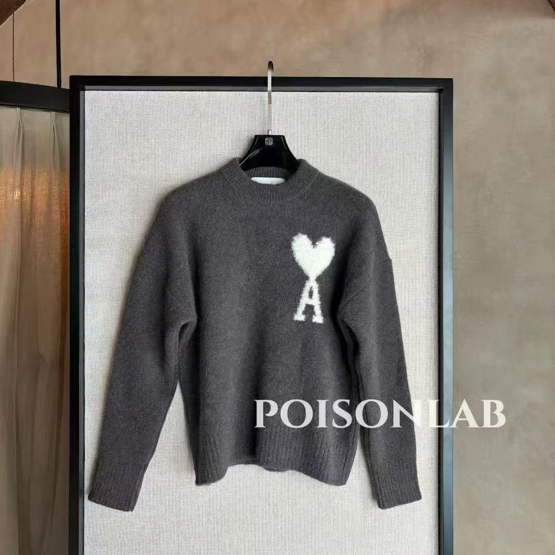 未使用 AMI DE COEUR 白爱心圆领云朵毛衣/杭州实体PoisonLab