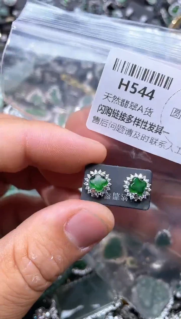 【闪购商品】翡翠颈饰未镶嵌H544耳钉