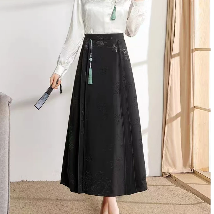 2101 国风复古洋气印花民族风优雅气质百搭半身裙