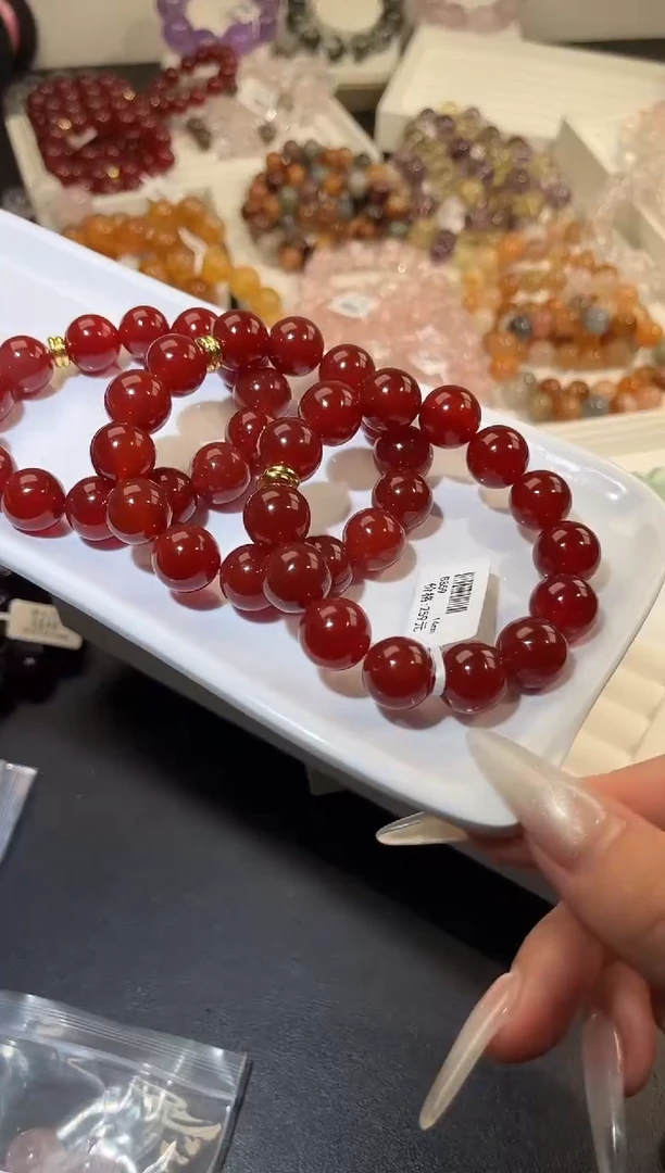 未镶嵌手链水晶多样性发一红玛瑙14mm