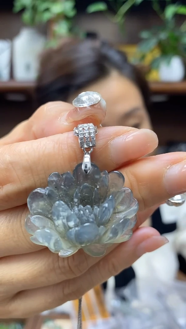 岫玉银S925镶嵌吊坠·不带链子