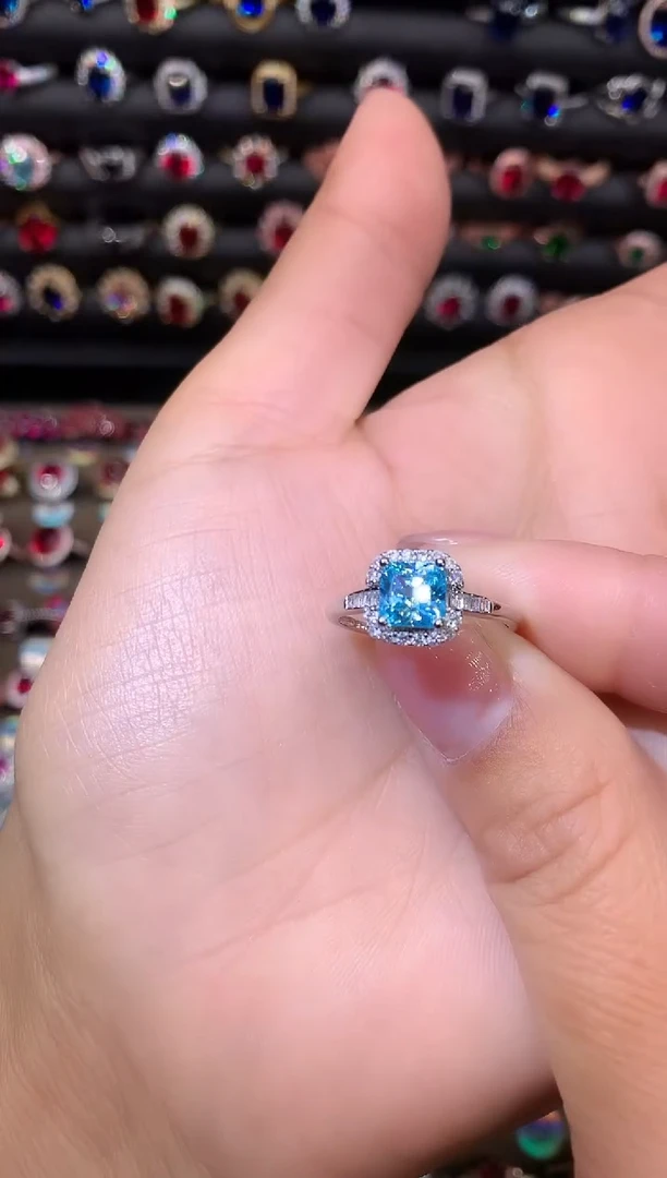 【闪购商品】海蓝宝石戒圈银S925镶嵌白