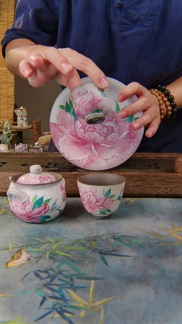 亘古茶具柴烧精品@牡丹组合