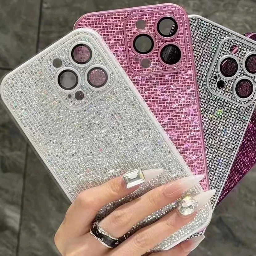 创意细闪闪钻自带镜头膜适用苹果16promax手机壳iPhone15套14/13