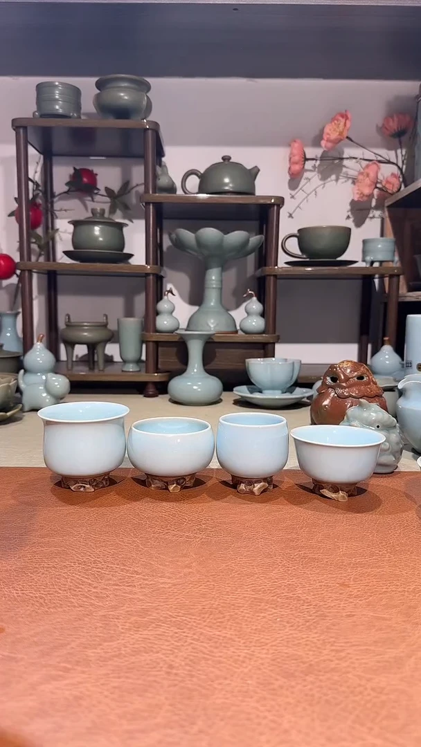 杯子瓷全手太湖石系列主人杯 玉兰杯禅定杯龙蛋杯鸡缸杯可选天青