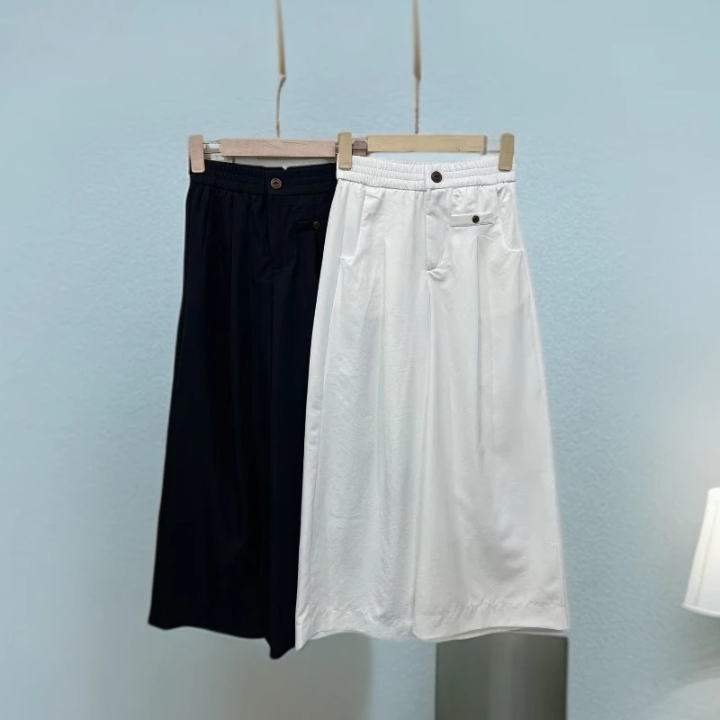 2762松紧腰休闲裤女装气质显瘦时尚百搭纯色休闲裤