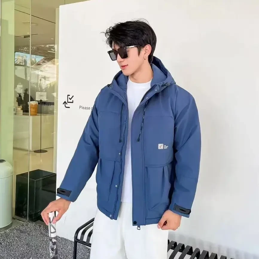 棉#M808蓝#秋冬款加厚连帽休闲保暖棉服外套